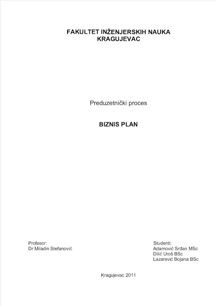 biznis plan pdf